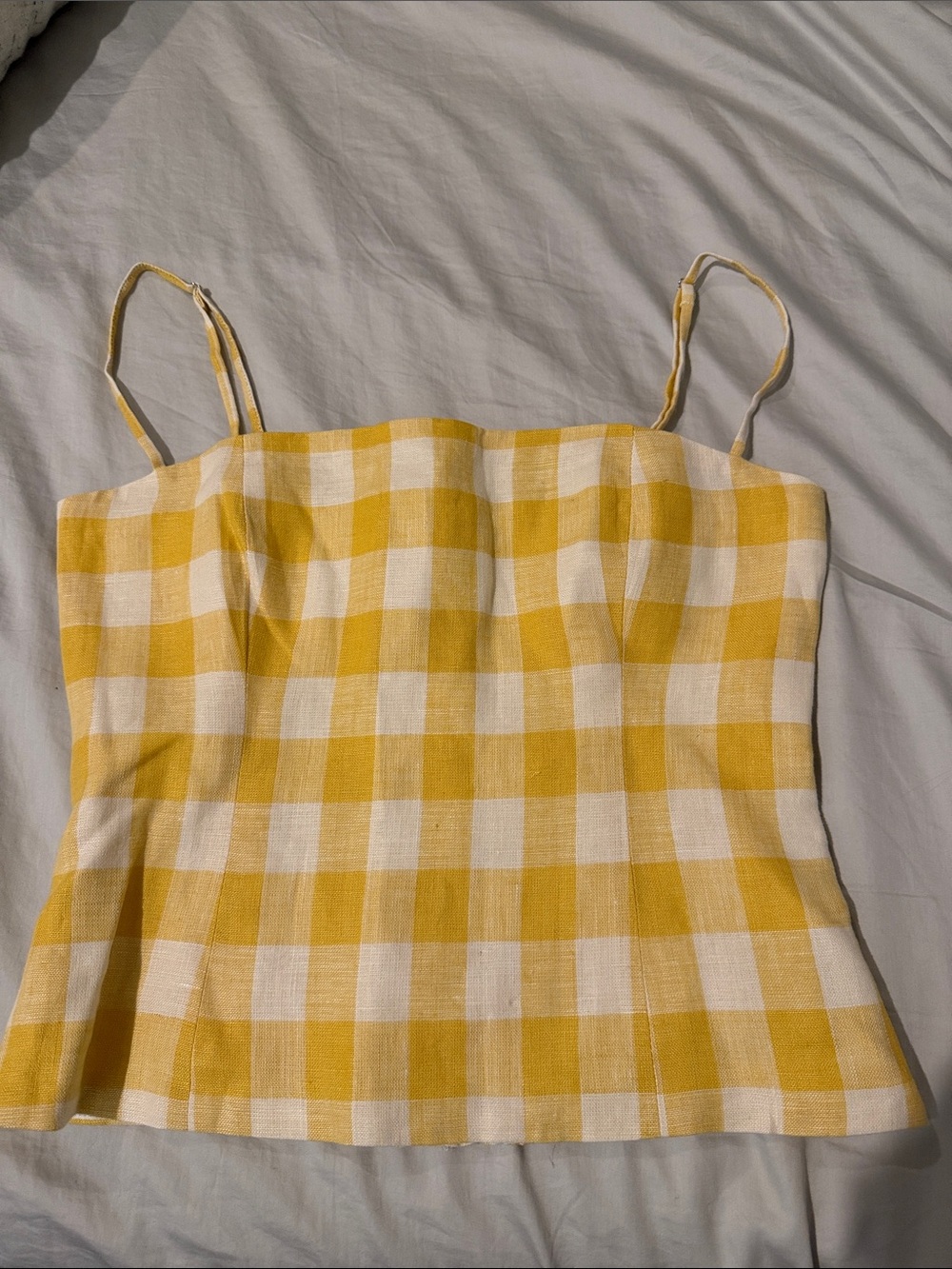Reformation Overland Linen Gingham Top
